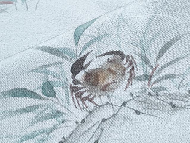 平和屋着物▽訪問着 単衣 手描き カニ 正絹 逸品 CABG2658th