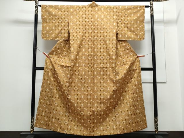 平和屋着物▽上質な紬 単衣 吉祥文 正絹 逸品 CABG2660th