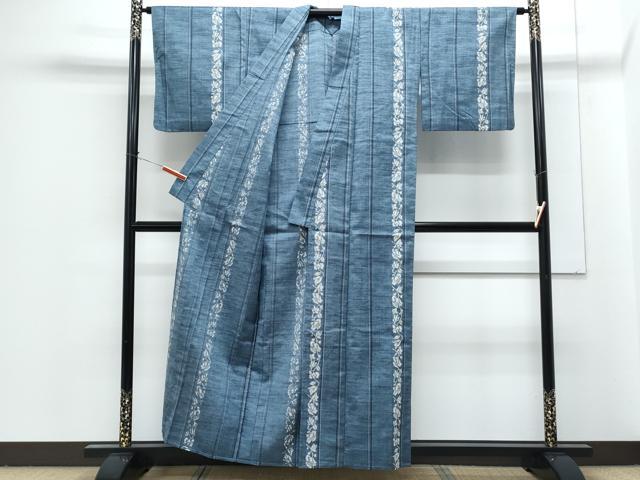 平和屋着物▽上質な紬 単衣 刺し子 花間道 正絹 逸品 CABG2661th