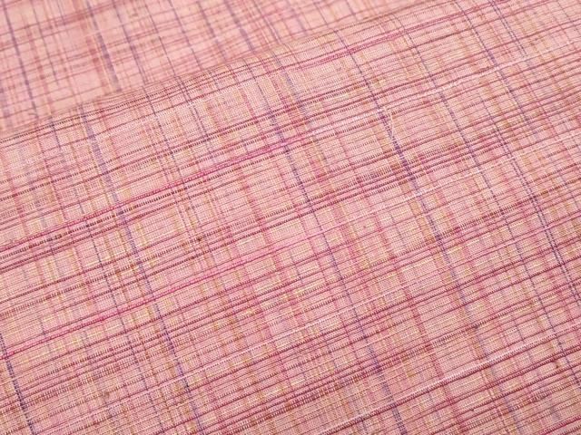 平和屋着物▽上質な紬 単衣 格子文 正絹 逸品 CABG2666th