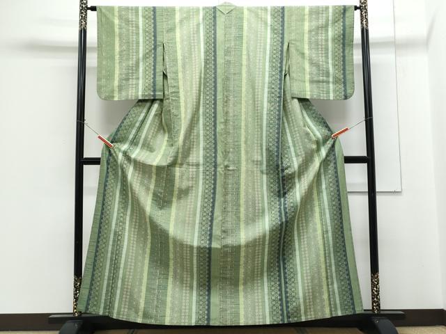 平和屋着物▽上質な紬 単衣 吉祥間道 正絹 逸品 CABG2673th