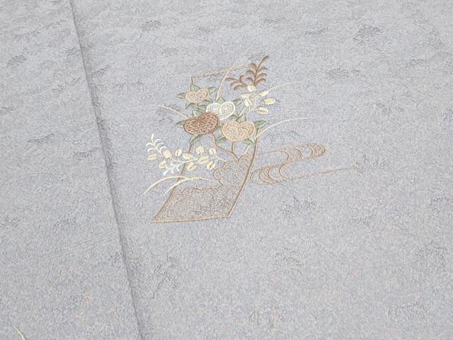 平和屋着物▽色留訪問着 単衣 総刺繍 短冊花文 正絹 逸品 CABG2676th