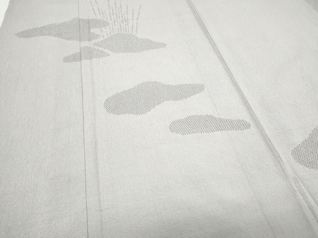 平和屋着物▽本塩沢 訪問着 単衣 雲取り草花文 正絹 逸品 CABG2683th