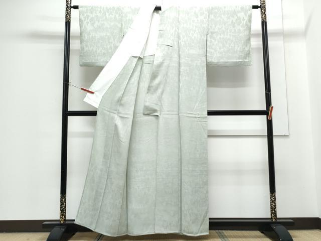 平和屋着物▽上質な色無地 単衣 樹林地紋 青磁鼠色 正絹 逸品 CABG2685th