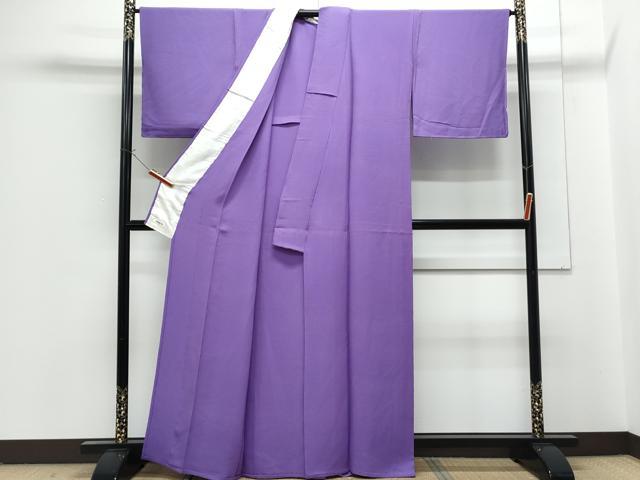 平和屋着物▽上質な色無地 単衣 江戸紫色 正絹 逸品 CABG2690th
