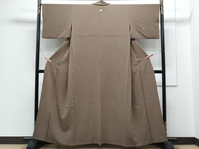 平和屋着物▽上質な色無地 単衣 憲法茶色 正絹 逸品 CABG2693th