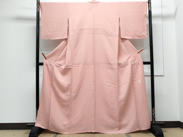 平和屋着物▽本加賀友禅作家 押田正義監修 色無地 単衣 堅牢染め 珊瑚色 反端付き 正絹 逸品 CABG2694th