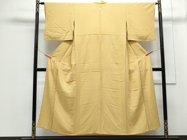 平和屋着物▽上質な色無地 単衣 芥子色 正絹 逸品 CABG2695th