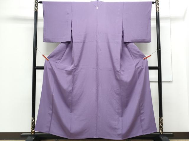 平和屋着物▽上質な色無地 単衣 竜胆色 正絹 逸品 CABG2697th