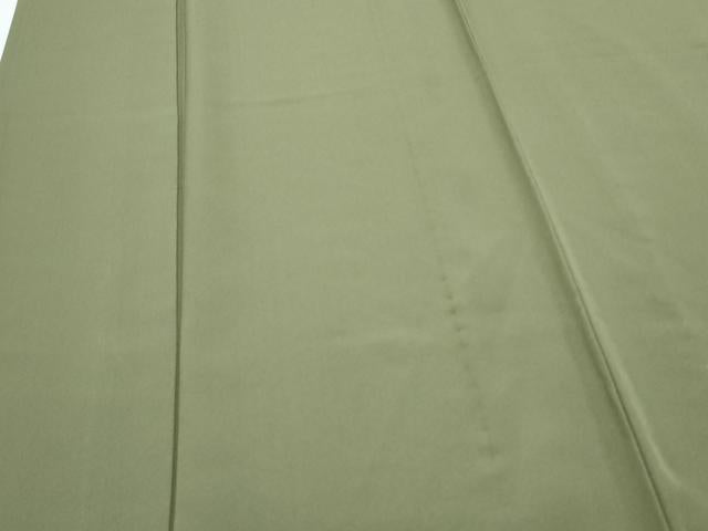 平和屋着物▽上質な色無地 単衣 松葉色 正絹 逸品 CABG2708th