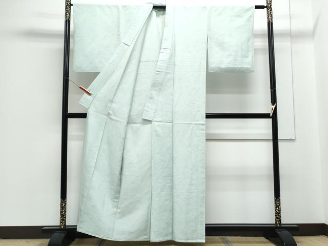 平和屋着物▽上質な色無地 単衣 飛鳥地紋 白藍色 正絹 逸品 CABG2709th