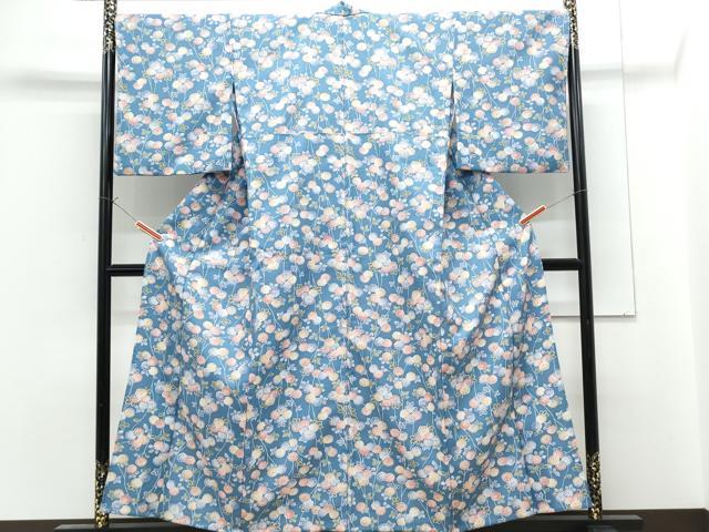 平和屋着物▽小紋 単衣 型染め 草花文 洗える着物 CABG2712th