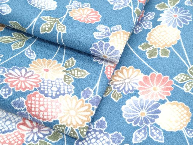平和屋着物▽小紋 単衣 型染め 草花文 洗える着物 CABG2712th