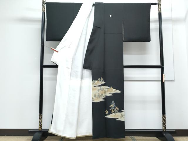 平和屋着物■豪華黒留袖 風景文 金銀彩 正絹 逸品 CABG2721th