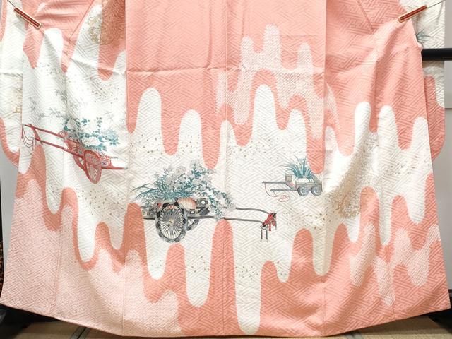 平和屋着物■豪華振袖 手描き 絞り 花車文 金彩 正絹 逸品 CABG2722th