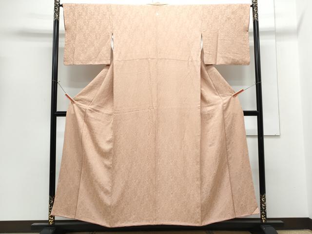 平和屋着物■上質な色無地 霞地紋 水柿色 正絹 逸品 CABG2732th
