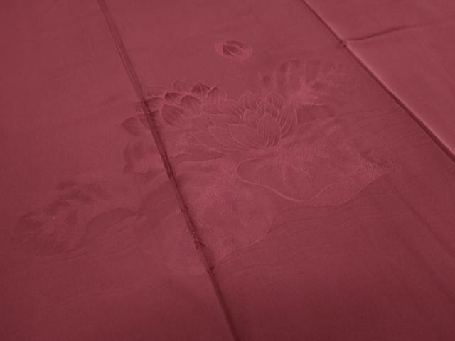 平和屋着物■豪華色留袖 色無地 蓮地紋 葡萄色 正絹 逸品 CABG2743th