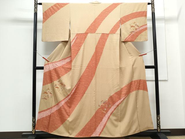 平和屋着物■訪問着 絞り 刺繍 草花文 金彩 正絹 逸品 CABG2751th