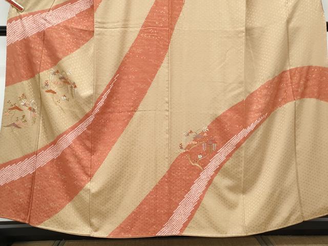 平和屋着物■訪問着 絞り 刺繍 草花文 金彩 正絹 逸品 CABG2751th