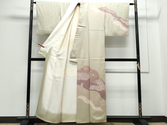 平和屋着物■訪問着 絞り 刺繍 道長花文 金彩 正絹 逸品 CABG2761th