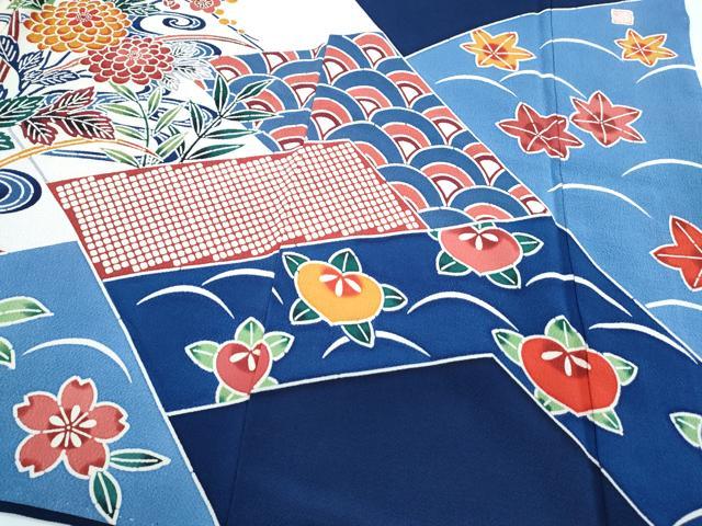 平和屋着物●豪華振袖 作家物 型染め 草花文 正絹 逸品 CABG2793th
