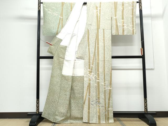 平和屋着物●訪問着 笹竹文 たたき染め 金彩 正絹 逸品 CABG2796th