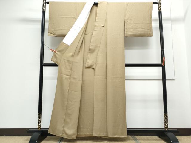 平和屋着物●上質な色無地 本草木染 白橡色 胴抜き仕立て 証紙付き 正絹 逸品 CABG2800th