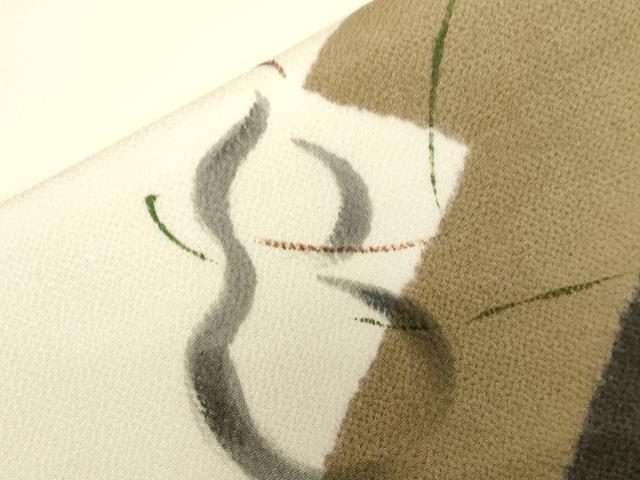平和屋着物●九寸名古屋帯 手描き 瓢箪 鬼しぼ縮緬 正絹 逸品 CABG2808dy