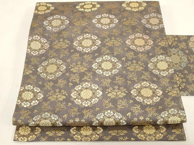平和屋着物●九寸名古屋帯 花鳥文 金糸 正絹 逸品 CABG2823dy