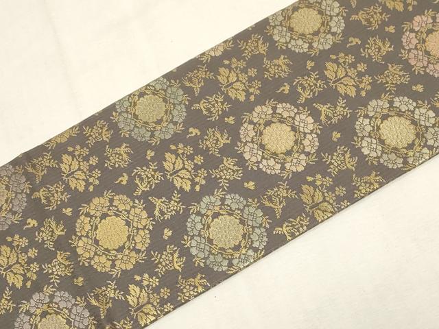 平和屋着物●九寸名古屋帯 花鳥文 金糸 正絹 逸品 CABG2823dy