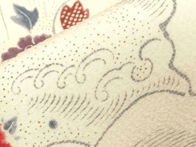 平和屋着物●摺型友禅 京都 多ち花 全通柄九寸名古屋帯 絞り 立波草花文 正絹 逸品 CABG2825dy