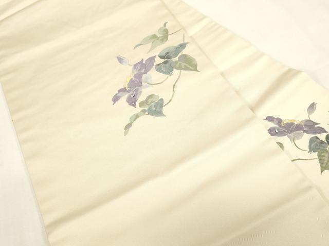 平和屋着物●九寸名古屋帯 草花文 金糸 正絹 逸品 CABG2834dy