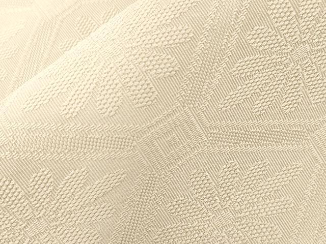 平和屋着物●西陣 河村織物 河村つづれ 八寸名古屋帯 手織 蜀甲花文 白橡色 証紙付き 正絹 逸品 CABG2835dy