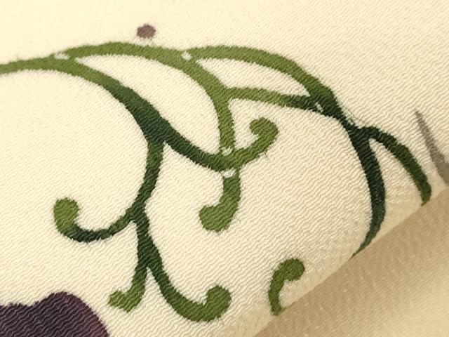 平和屋着物●九寸開き名古屋帯 型染め 花蝶丸文 鬼しぼ縮緬 正絹 逸品 CABG2839dy
