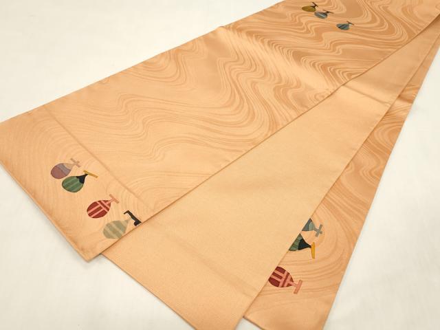 平和屋着物●六通柄袋帯 型染め 成り物 正絹 逸品 CABG2857dy