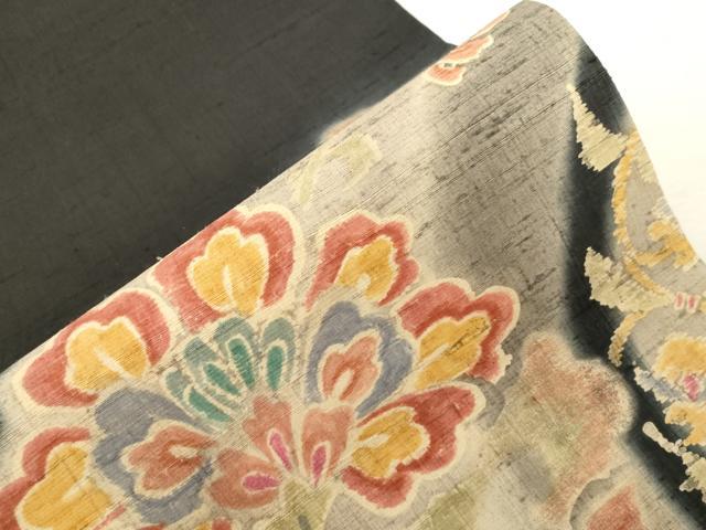 平和屋着物●太鼓柄袋帯 生紬 更紗花文 正絹 逸品 CABG2859dy