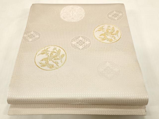 平和屋着物●六通柄袋帯 花丸文 金糸 正絹 逸品 未使用 CABG2862dy