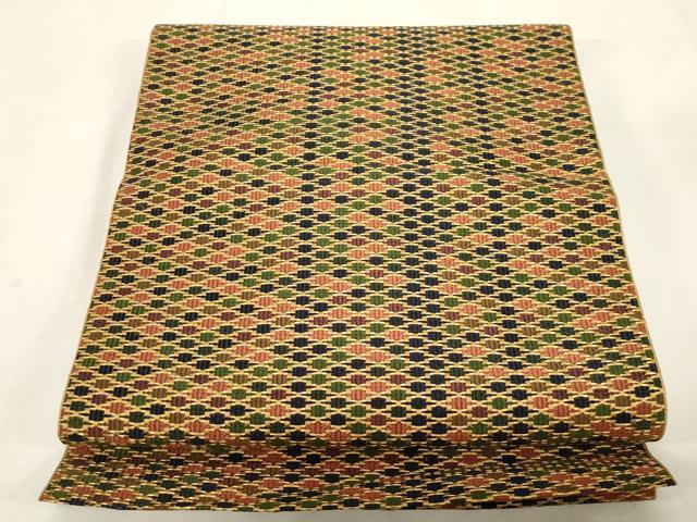 平和屋着物●本場筑前博多織 八寸名古屋帯 幾何学文 正絹 逸品 未使用 CABG2903dy