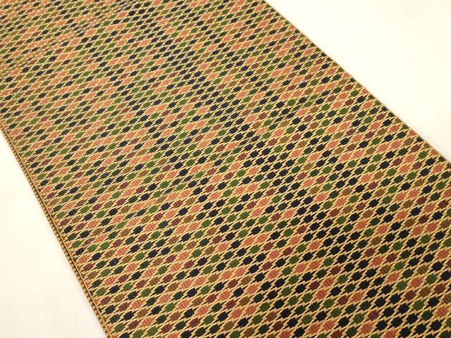 平和屋着物●本場筑前博多織 八寸名古屋帯 幾何学文 正絹 逸品 未使用 CABG2903dy