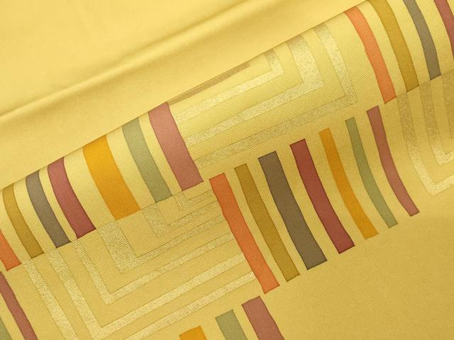 平和屋着物●塩瀬 九寸名古屋帯 幾何学文 金彩 正絹 逸品 CABG2904dy