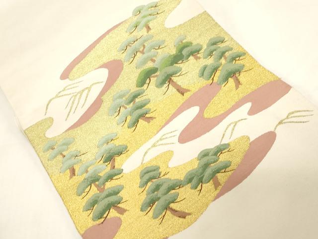 平和屋着物●爪掻き本綴れ 八寸名古屋帯 樹林文 金糸 正絹 逸品 CABG2915dy
