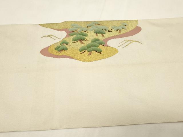 平和屋着物●爪掻き本綴れ 八寸名古屋帯 樹林文 金糸 正絹 逸品 CABG2915dy