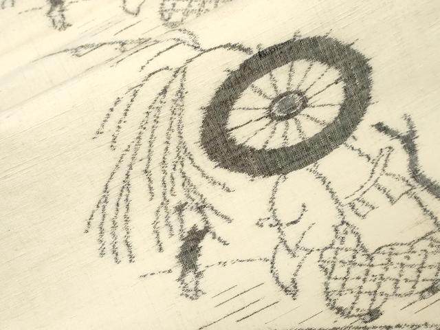 平和屋着物●九寸開き名古屋帯 手織り 本眞綿 紬 人物文 正絹 逸品 CABG2917dy