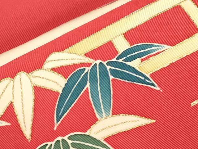 平和屋着物●塩瀬 九寸名古屋帯 駒刺繍 人物風景文 金彩 正絹 逸品 CABG2923dy