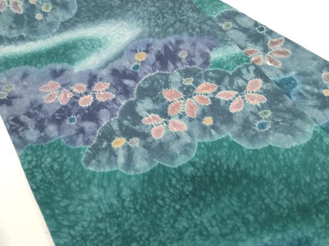 平和屋着物●九寸名古屋帯 絞り 草花文 正絹 逸品 CABG2927dy