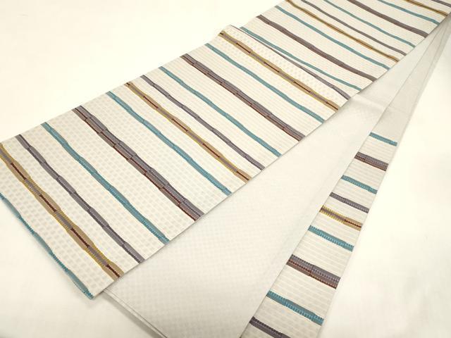 平和屋着物●六通柄袋帯 めがね織 横段文 正絹 逸品 CABG2934dy