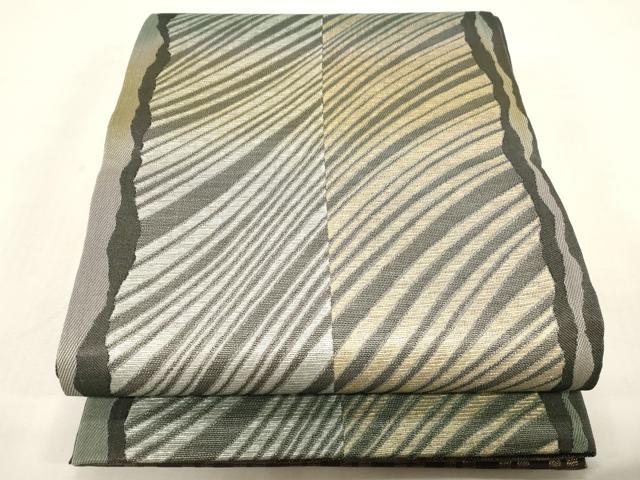 平和屋着物●両面 両方向 全通柄袋帯 斜線文 金銀糸 正絹 逸品 未使用 CABG2935dy