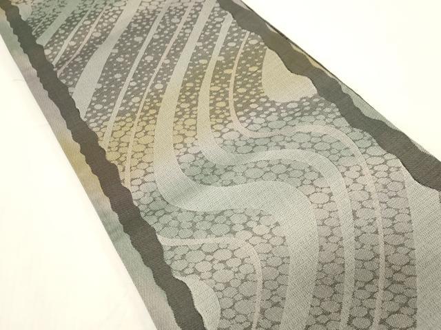 平和屋着物●両面 両方向 全通柄袋帯 斜線文 金銀糸 正絹 逸品 未使用 CABG2935dy