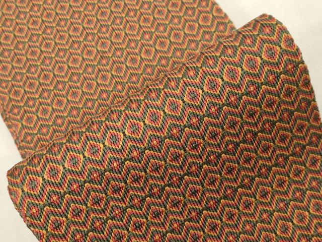 平和屋着物●半幅帯 唐組 幾何学文 正絹 逸品 CABG2947dy