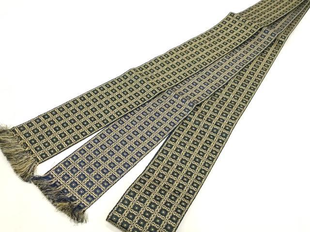 平和屋着物●男性 本場筑前博多織 角帯 幾何学文 正絹 逸品 未使用 CABG2952dy